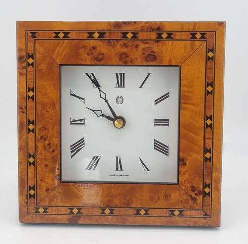 Vintage clock wood inlay frame - clock,