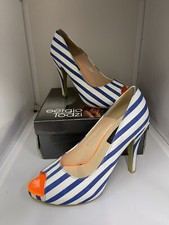 Sergio Todzi Striped High Heels Size 5 EU 38 Blue & White