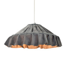 Shabby Chic Grey Folded Hanging Velvet Fabric Pendant Lighting Shade by Happy...