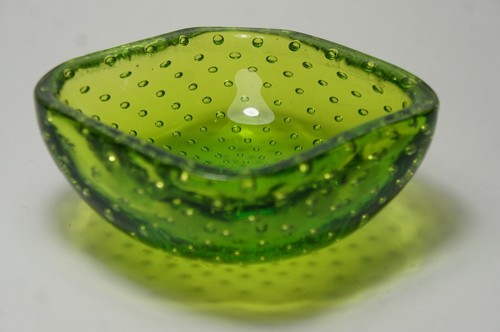 Vintage green art glass murano - art,