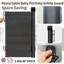 Retractable Baby Pet Dog Gate Safety Guard Toddler Folding Stair Gates black