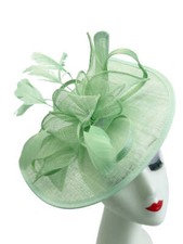 Women Feathered Sinamay Fascinator Disc Headband Wedding Party Race Royal Ascot