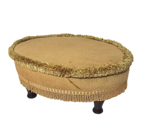 Vintage small oval footstool - small,