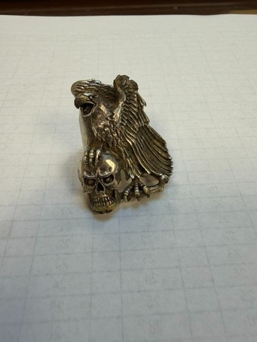 Eagle skull biker ring - eagle, ring,