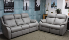 G PLAN KINGSBURY STATIC 3 & ELECTRIC 2 SEATER SOFA IN CAMBRIDGE GREY LEATHER