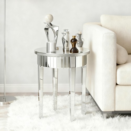 Silver mirrored end table - silver,