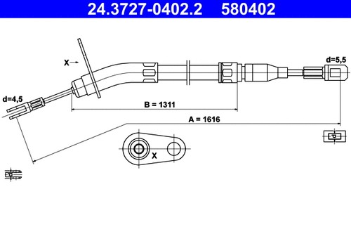 Right rear cable pull - cable,