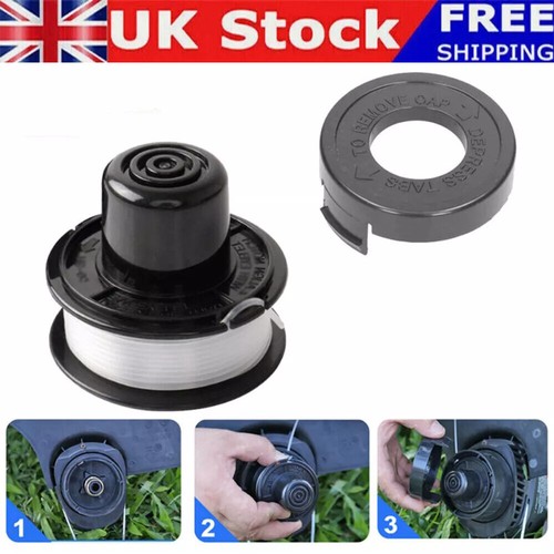 Spool line cord cap - cord+cap, black