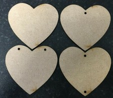 Hearts MDF Shapes Wooden Craft Blank Embellishments With Hanging Hole Options