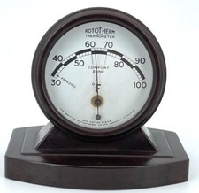 Brown Bakelite Thermometer, Brand "Rototherm", Made in London, 1930s