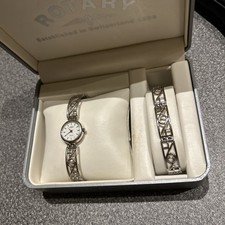 Rotary Elite Sterling Silver Luxury Ladies Watch And Bracelet Set Boxed & Papers