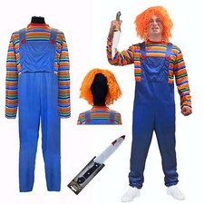 Childs Play Halloween Killer Doll Fancy Dress Costume Men's Clown type Outfit 
