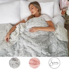 Sienna Fluffy Fleece Weighted Blanket Sensory Adult Sleep Anxiety Soft Throw