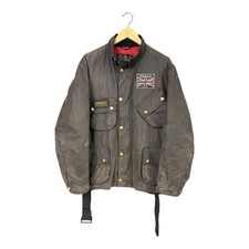 BARBOUR INTERNATIONAL UNION JACK WAX JACKET MEN'S BIKER UK FLAG BELTED size XL