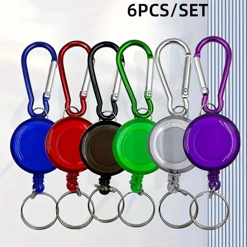 Retractable coil keyring with - keyring,