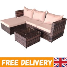 Elegant 4-Seater Rattan Corner Sofa Set with Glass Table for Outdoor Lounging