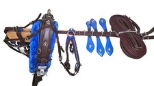 Premium Leather Quick Hitch Trotting Horse Comfort Driving Harness Brown nd Blue