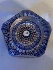 Vintage 1970s Whitefriars Glass Millefiori Cane Ship Paperweight Window cut 7.5