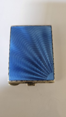Guilloche enamel blue sunburst - blue,
