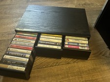 Vintage Cassette Tape Job Lot (36 Tapes) + Black 3-Drawer Storage Unit