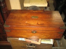 Large Antique Mahogany Writing Slope/Box With Brass Detail & Secret Drawers