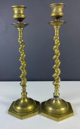 Antique english brass barley - english,