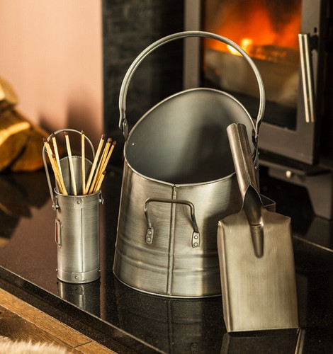 Grey coal bucket fireside - grey,