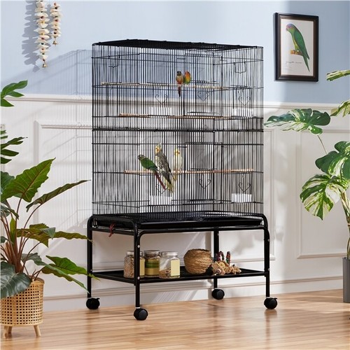 Metal bird cage - large, rolling