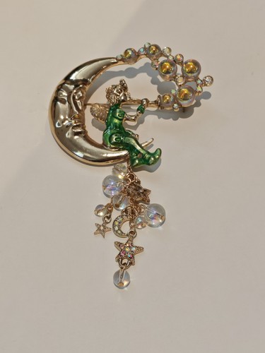 Vintage moon fairy brooch - fairy, |