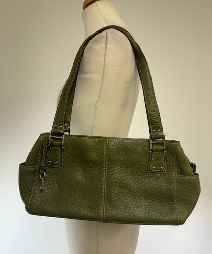 Fossil green leather satchel - fossil,