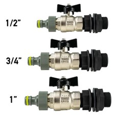 waterbutt/water tank metal butterfly tap kit universal click-lock connection