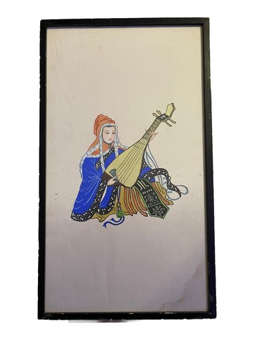 Vintage chinese framed silk - vintage,
