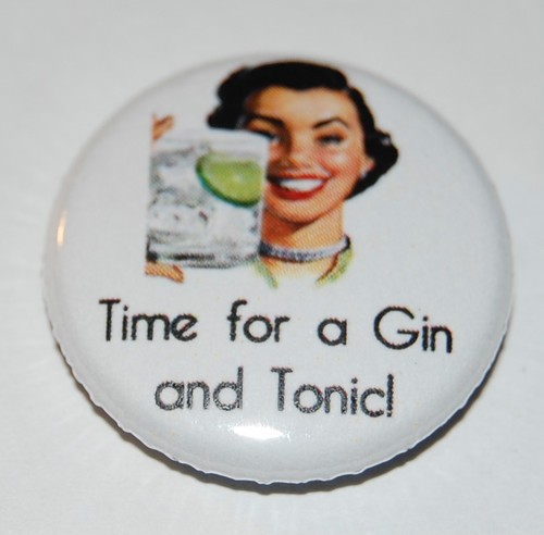 Gin button badge - gin, inch