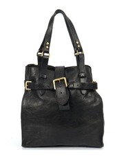 Mulberry Elgin Black Leather Tote Bag with Antique Brass Hardware