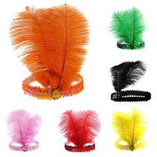 Sequins Feather Headband Indian Feather Headdress Holiday Party Hair Accessories