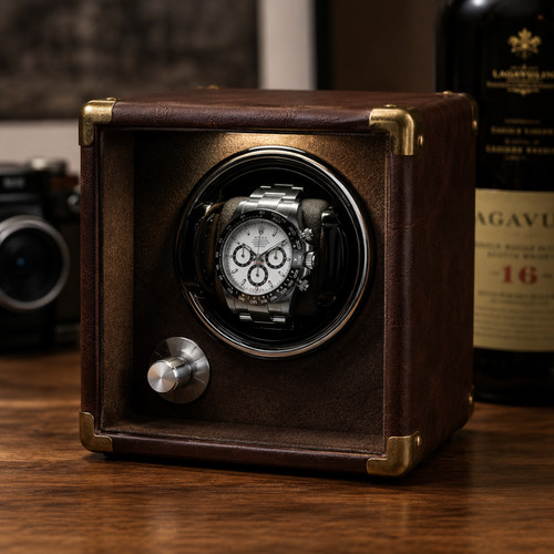 Brown leather single watch - leather,