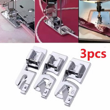 Set of 3 Rolled Hem Presser Foot Sewing Machine Snap on 3mm 4mm 6mm