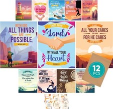 12 Christian Posters for Kids - 11x14in Sunday School Decorations for... 