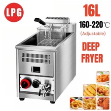 LPG 16L Single Tank Commercial Gas Fryer Catering Frying Tool Stainless Steel