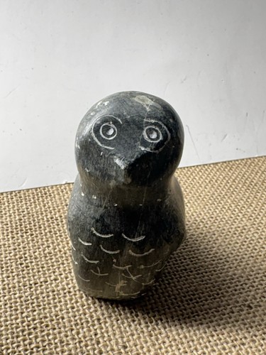 Carved soapstone high owl - carved, 3”