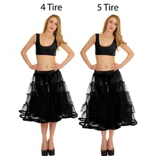 Women's 4/5 Tier Petticoat with Ribbon Tutu Fancy Dress Skirt Christmas Costume