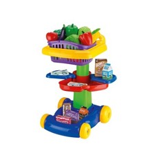 Toyrific Push Long Shopping Trolley Cart Large Imaginative Play Set 37pcs Kids