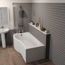 Left & Right Hand P Shaped Shower Bath 1700mm Bath Tub with Shower Screen