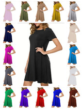 WOMEN SHORT SLEEVE SWING DRESS