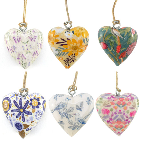 Floral heart wooden - heart, hanging