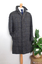 AQUASCUTUM Glen Plaid Scottish Tweed Raglan Coat Size 38R/48R Medium Vintage Car