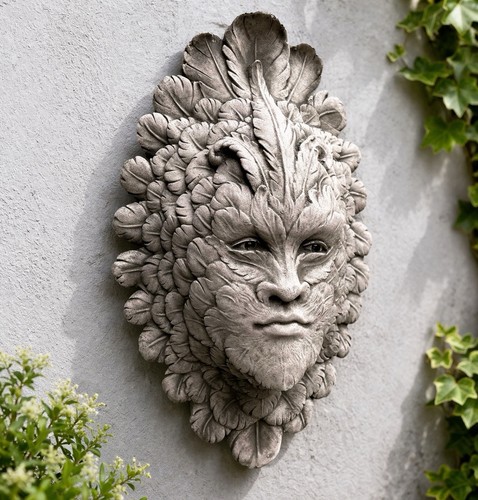 Stone green man - stone, wall