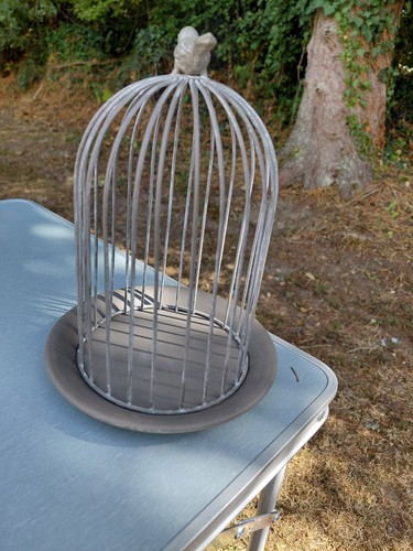 Decorative grey wire birdcage - decorative,