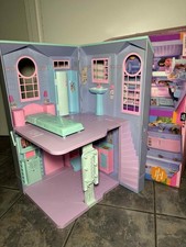 Barbie Talking Townhouse Vintage Folding Fold Out House with Some Accessories