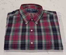 Ralph Lauren Blake Shirt Mens XXL 2XL Tartan Christmas Plaid Brushed Cotton Pony